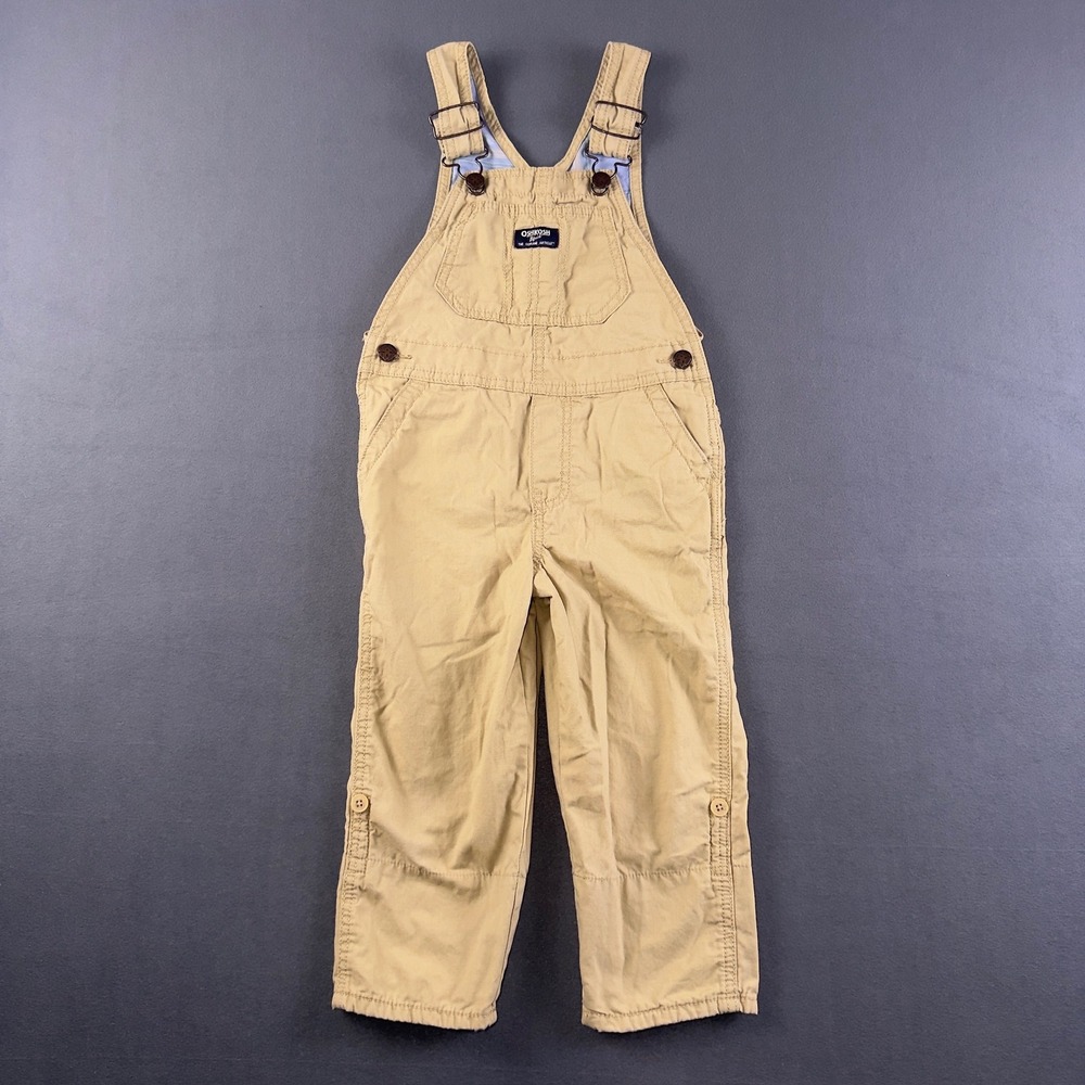 OshKosh Bgosh Kids 4T Tan Khaki Cotton Vestbak Bib Overalls 6Q593410